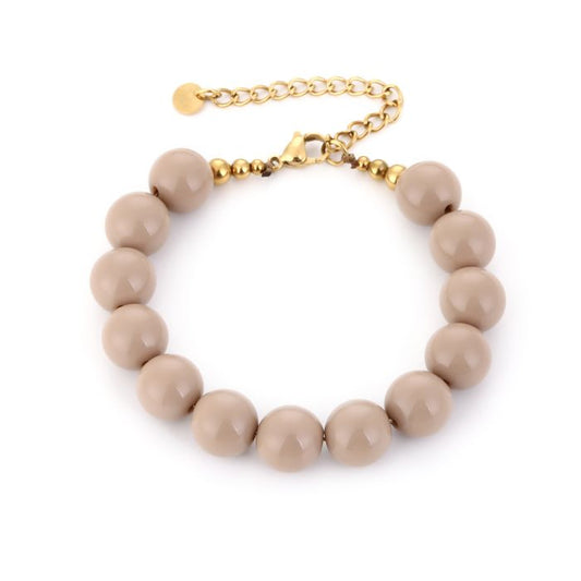 Bracelet | Bold kralen beige