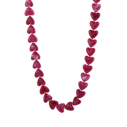 Necklace | Bold kralenn Hearts red