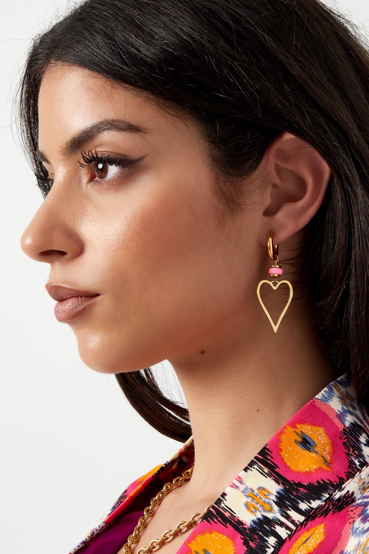 Earring |  hartje open roze
