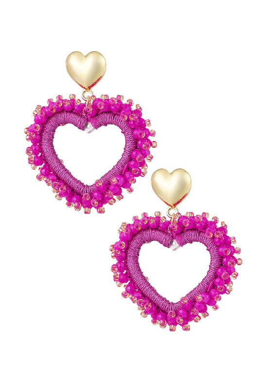 Earring |  State pink heart