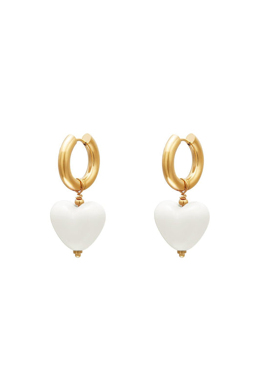 Earring |  Stone hart white