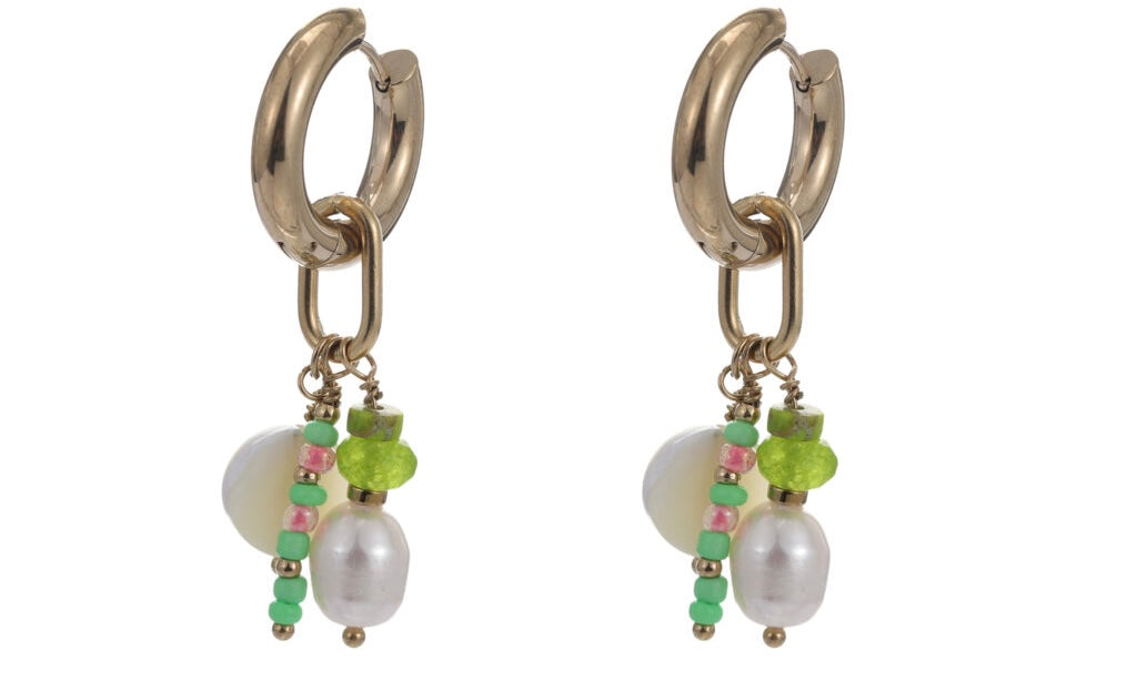 Earring |  Colorfull green pearl