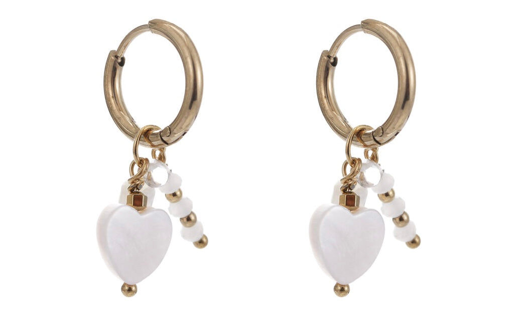 Earring |  Colorfull heart white gold