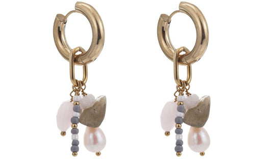 Earring |  Colorfull pearl olive